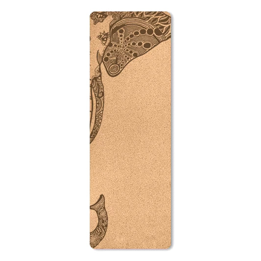 4mm Natural Cork TPE Printed Yoga Mat - Non-Slip, Sweat-Absorbing Home Fitness Pad for Gymnastics and Pilates, Includes Carry Bag